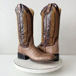 Rod Patrick Mens Cowboy Boots Size 11AAAA Brown Caiman Belly Western Square Toe